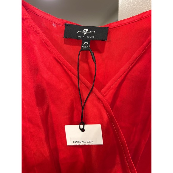 7 For All Mankind Womens Red Surplice Peplum Camisole Top AN1265H161 XS NWT - Picture 2 of 2